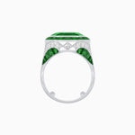 Load image into Gallery viewer, Art Deco Inspired Emerald Cut Ring with Calibré Gemstone Halo