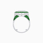 Load image into Gallery viewer, Art Deco Inspired Emerald Cut Ring with Calibré Gemstone Halo
