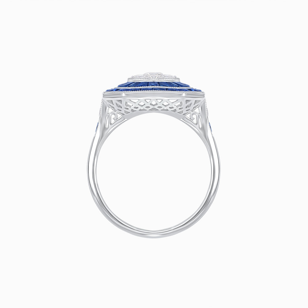 Art Deco Style Double Halo Illusion Ring