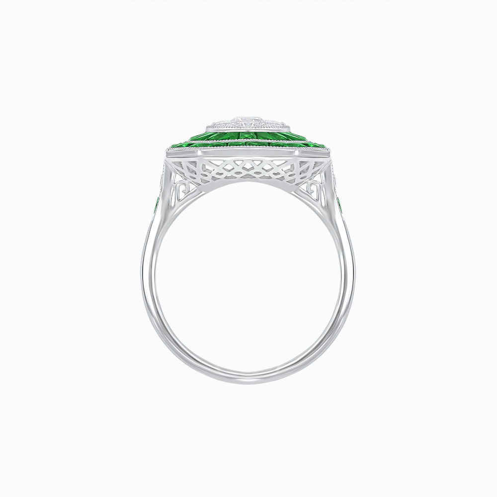 Art Deco Style Double Halo Illusion Ring