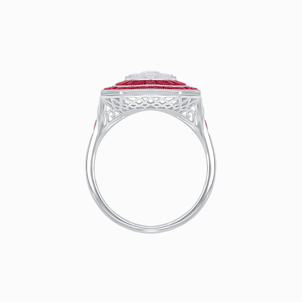 Art Deco Style Double Halo Illusion Ring