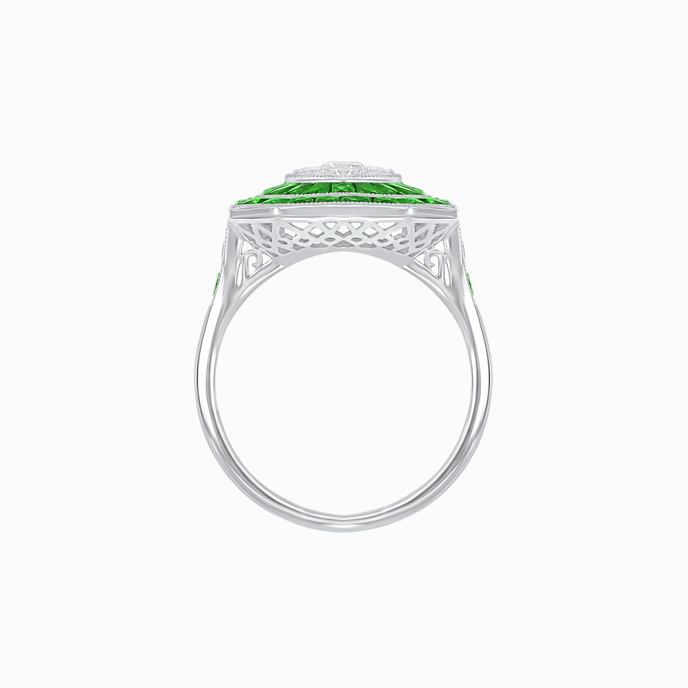 Art Deco Style Double Halo Illusion Ring