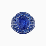 Load image into Gallery viewer, Art Deco Inspired Oval Cut Invisible-Set Mosaic Dome Ring