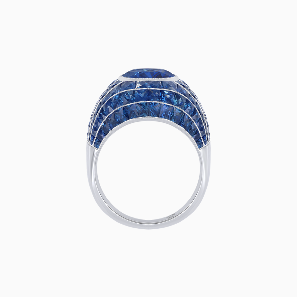 Art Deco Inspired Oval Cut Invisible-Set Mosaic Dome Ring