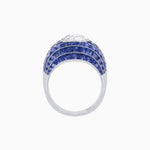 Load image into Gallery viewer, Art Deco Inspired Cushion Cut Center and Invisible-Set Calibré-Cut Dome Ring