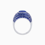 Load image into Gallery viewer, Art Deco Inspired Cushion Cut Center and Invisible-Set Calibré-Cut Dome Ring