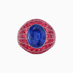Load image into Gallery viewer, Art Deco Inspired Oval Cut Invisible-Set Mosaic Dome Ring
