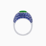 Load image into Gallery viewer, Art Deco Inspired Cushion Cut Center and Invisible-Set Calibré-Cut Dome Ring