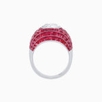 Load image into Gallery viewer, Art Deco Inspired Cushion Cut Center and Invisible-Set Calibré-Cut Dome Ring