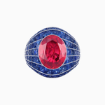 Load image into Gallery viewer, Art Deco Inspired Oval Cut Invisible-Set Mosaic Dome Ring