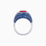 Load image into Gallery viewer, Art Deco Inspired Oval Cut Invisible-Set Mosaic Dome Ring