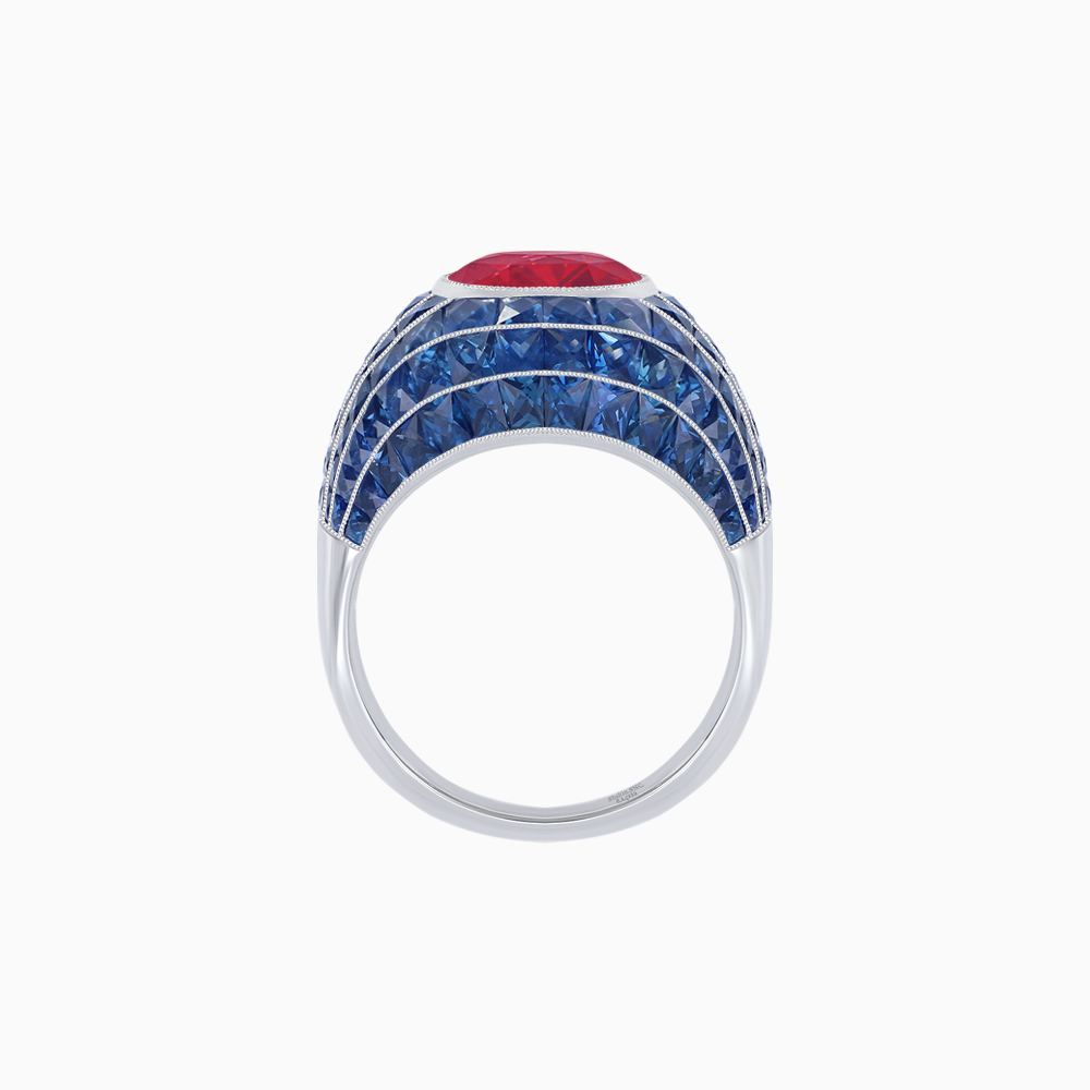 Art Deco Inspired Oval Cut Invisible-Set Mosaic Dome Ring