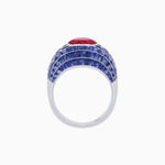 Load image into Gallery viewer, Art Deco Inspired Cushion Cut Center and Invisible-Set Calibré-Cut Dome Ring