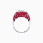 Load image into Gallery viewer, Art Deco Inspired Oval Cut Invisible-Set Mosaic Dome Ring