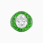Load image into Gallery viewer, Art Deco Inspired Oval Cut Invisible-Set Mosaic Dome Ring