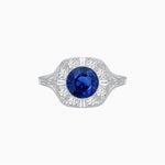 Load image into Gallery viewer, Antique Inspired Round Cut Milgrain Diamond Halo Ring