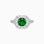 Load image into Gallery viewer, Antique Inspired Round Cut Milgrain Diamond Halo Ring