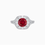 Load image into Gallery viewer, Antique Inspired Round Cut Milgrain Diamond Halo Ring