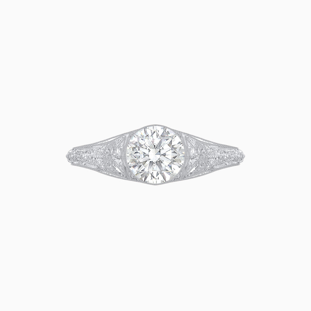 Edwardian Inspired Round Center Filigree Mounting Ring