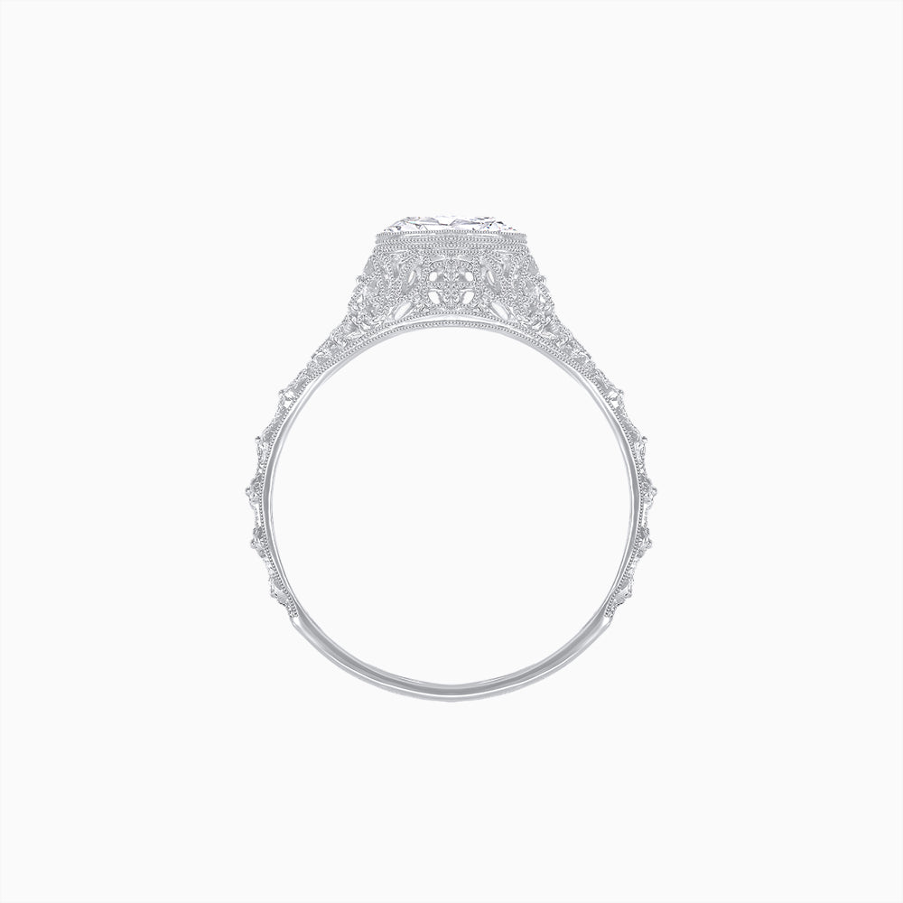 Edwardian Inspired Round Center Filigree Mounting Ring