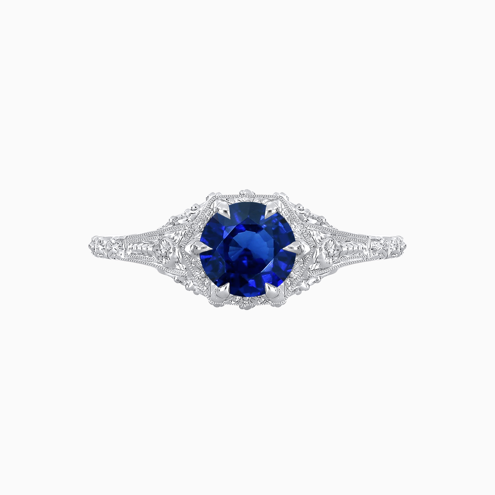 Edwardian Inspired Round Cut Filigree Engagement Ring