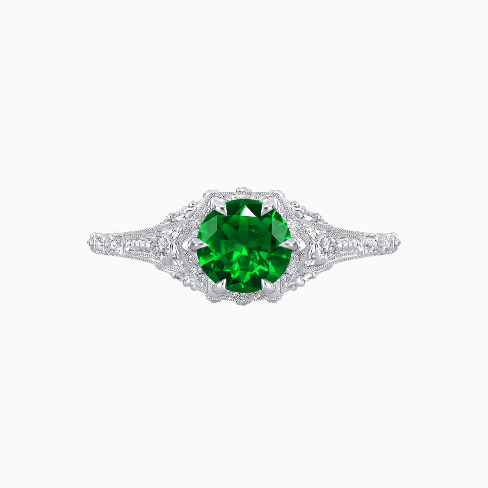 Edwardian Inspired Round Cut Filigree Engagement Ring