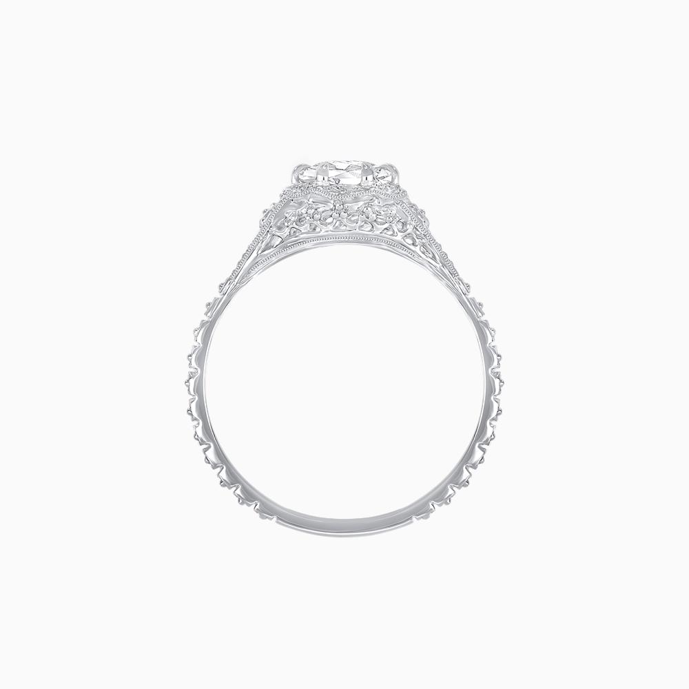 Edwardian Inspired Round Cut Filigree Engagement Ring