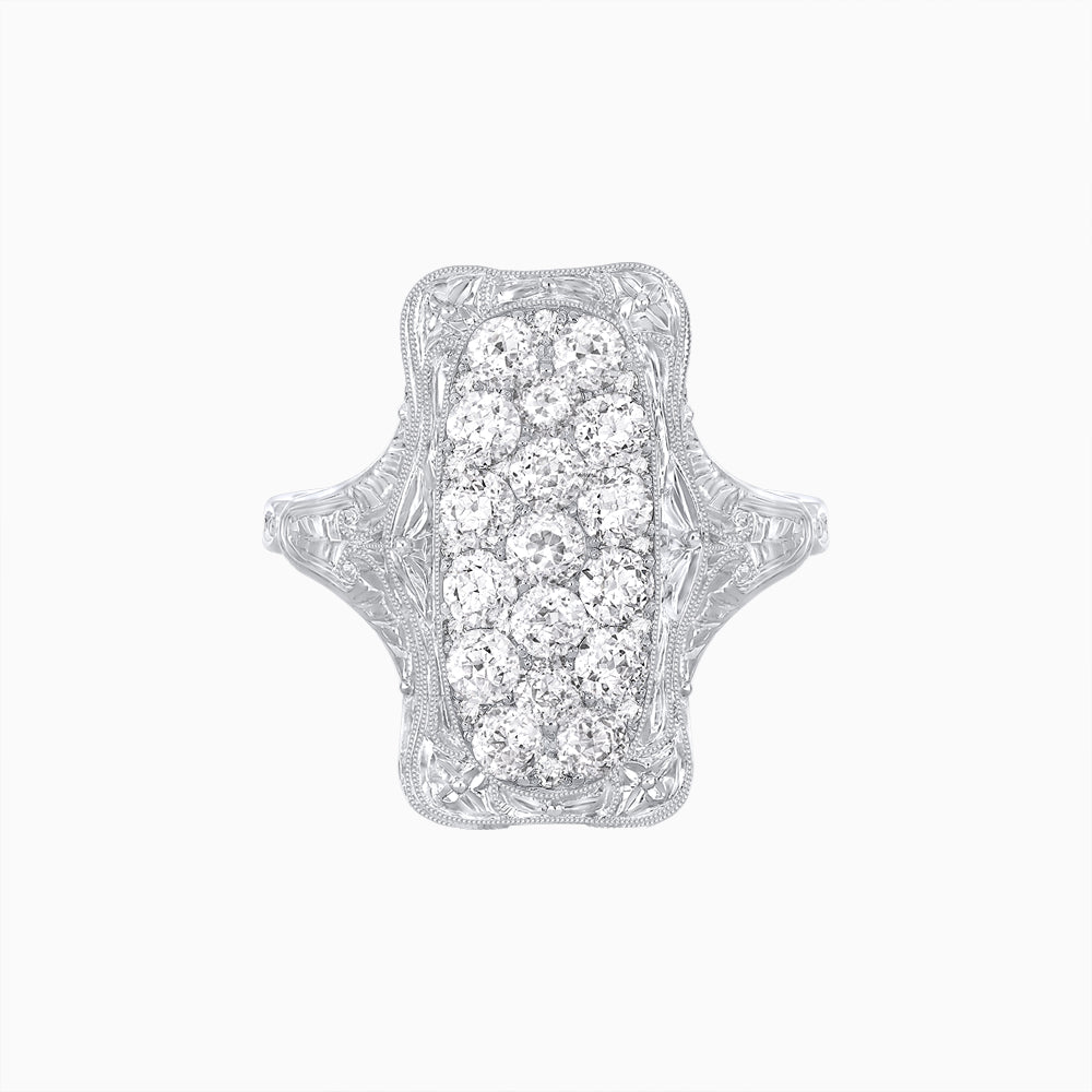 Antique Inspired Elongated Illusion Diamond Cocktail Ring