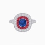 Load image into Gallery viewer, Vintage-Inspired Cushion Halo Diamond Engagement Ring with Gemstone (Mounting)