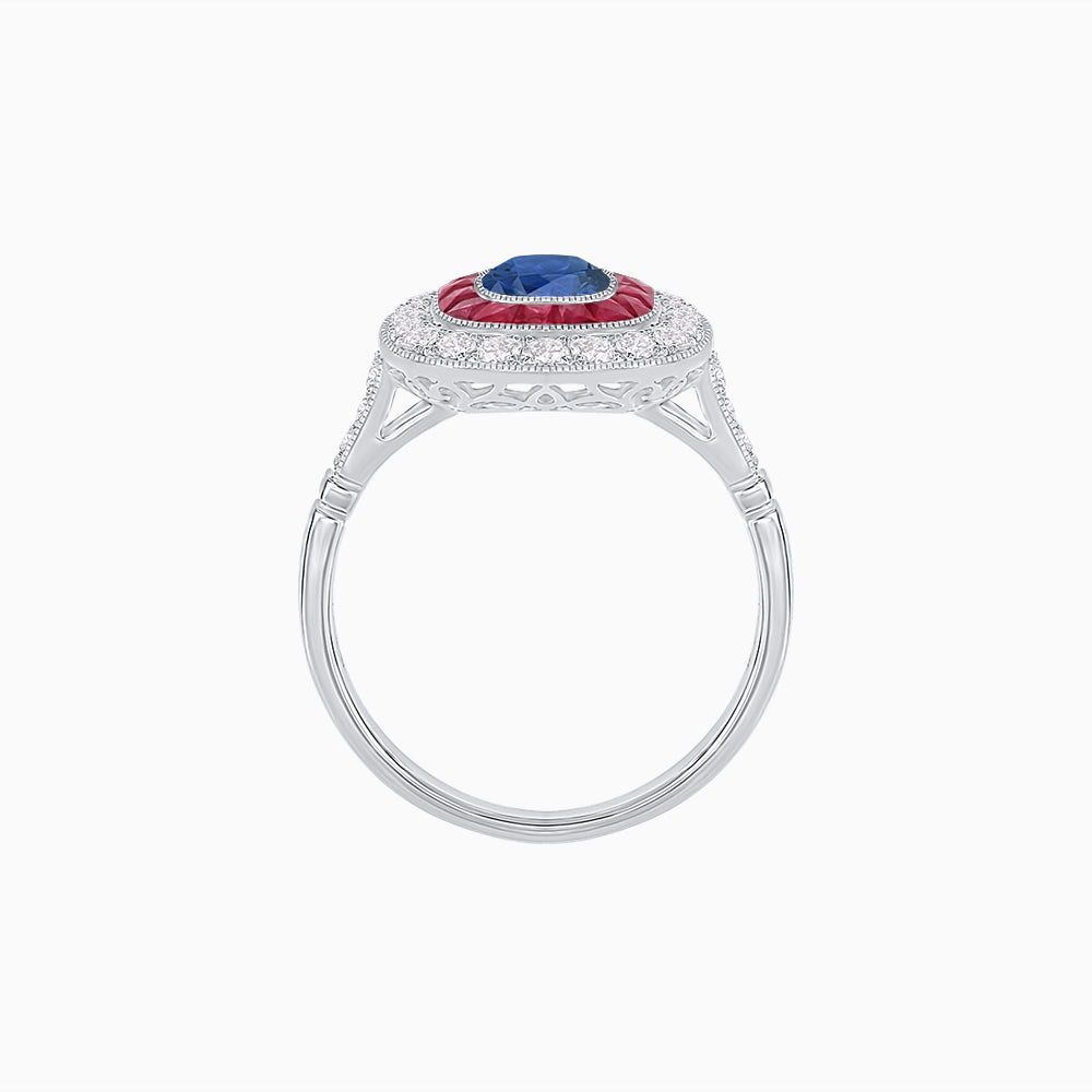 Vintage-Inspired Cushion Halo Diamond Engagement Ring with Gemstone (Mounting)
