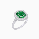 Load image into Gallery viewer, Vintage-Inspired Cushion Halo Diamond Engagement Ring with Gemstone (Mounting)