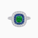 Load image into Gallery viewer, Vintage-Inspired Cushion Halo Diamond Engagement Ring with Gemstone (Mounting)