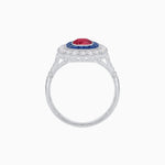 Load image into Gallery viewer, Vintage-Inspired Cushion Halo Diamond Engagement Ring with Gemstone (Mounting)