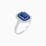 Load image into Gallery viewer, Art Deco Style Mounting Ring with Emerald Cut Center Stone and Calibre-Cut Gemstone Halo