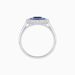 Load image into Gallery viewer, Art Deco Style Mounting Ring with Emerald Cut Center Stone and Calibre-Cut Gemstone Halo