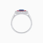 Load image into Gallery viewer, Art Deco Style Mounting Ring with Emerald Cut Center Stone and Calibre-Cut Gemstone Halo