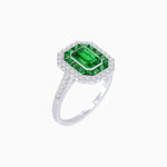 Load image into Gallery viewer, Art Deco Style Mounting Ring with Emerald Cut Center Stone and Calibre-Cut Gemstone Halo