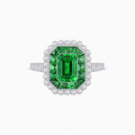 Load image into Gallery viewer, Art Deco Style Mounting Ring with Emerald Cut Center Stone and Calibre-Cut Gemstone Halo