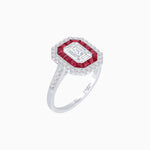 Load image into Gallery viewer, Art Deco Style Mounting Ring with Emerald Cut Center Stone and Calibre-Cut Gemstone Halo