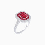 Load image into Gallery viewer, Art Deco Style Mounting Ring with Emerald Cut Center Stone and Calibre-Cut Gemstone Halo