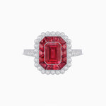 Load image into Gallery viewer, Art Deco Style Mounting Ring with Emerald Cut Center Stone and Calibre-Cut Gemstone Halo