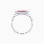 Load image into Gallery viewer, Art Deco Style Mounting Ring with Emerald Cut Center Stone and Calibre-Cut Gemstone Halo