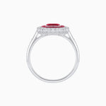 Load image into Gallery viewer, Art Deco Style Mounting Ring with Emerald Cut Center Stone and Calibre-Cut Gemstone Halo
