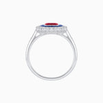 Load image into Gallery viewer, Art Deco Style Mounting Ring with Emerald Cut Center Stone and Calibre-Cut Gemstone Halo