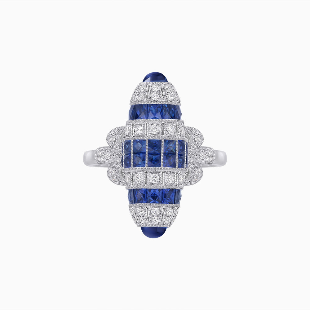 Art Deco Inspired Calibré-Cut Gemstone Barrel Cocktail Ring