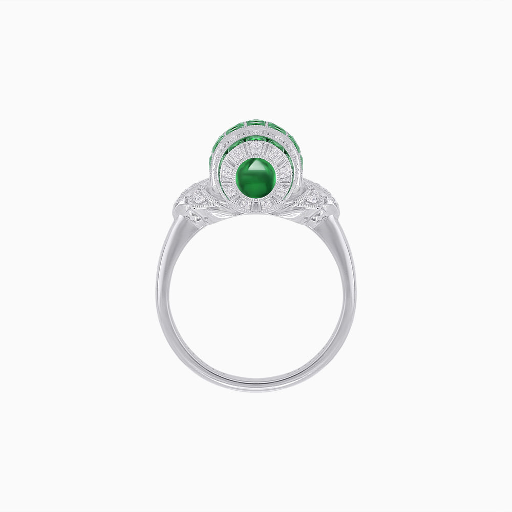Art Deco Inspired Calibré-Cut Gemstone Barrel Cocktail Ring