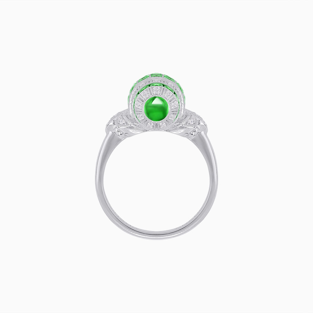 Art Deco Inspired Calibré-Cut Gemstone Barrel Cocktail Ring