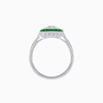 Load image into Gallery viewer, Art Deco Style Double Halo Ring Mounting with Emerald Cut Center Stone and Calibre-Cut Gemstone Halo