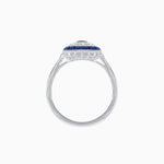 Load image into Gallery viewer, Art Deco Style Double Halo Ring Mounting with Emerald Cut Center Stone and Calibre-Cut Gemstone Halo