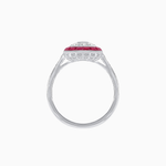 Load image into Gallery viewer, Art Deco Style Double Halo Ring Mounting with Emerald Cut Center Stone and Calibre-Cut Gemstone Halo